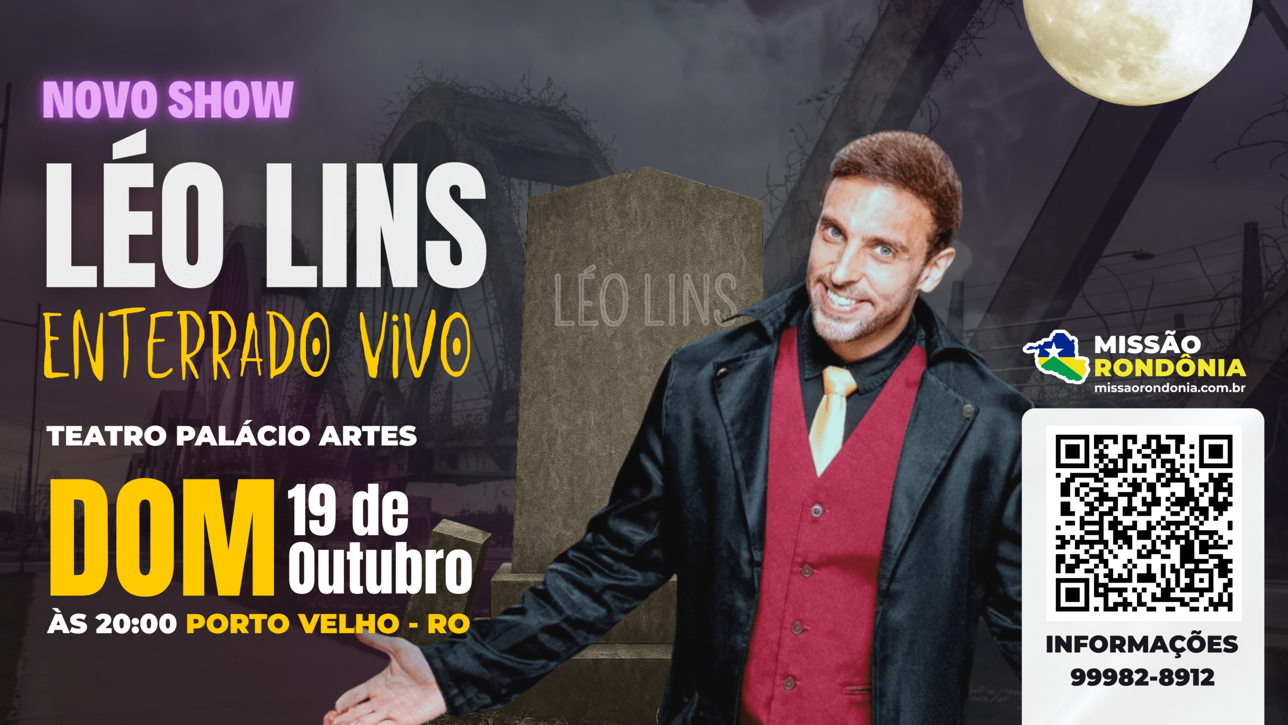 Léo Lins traz o novo show “Enterrado Vivo” a Rondônia com apresentações em Porto Velho e Ariquemes