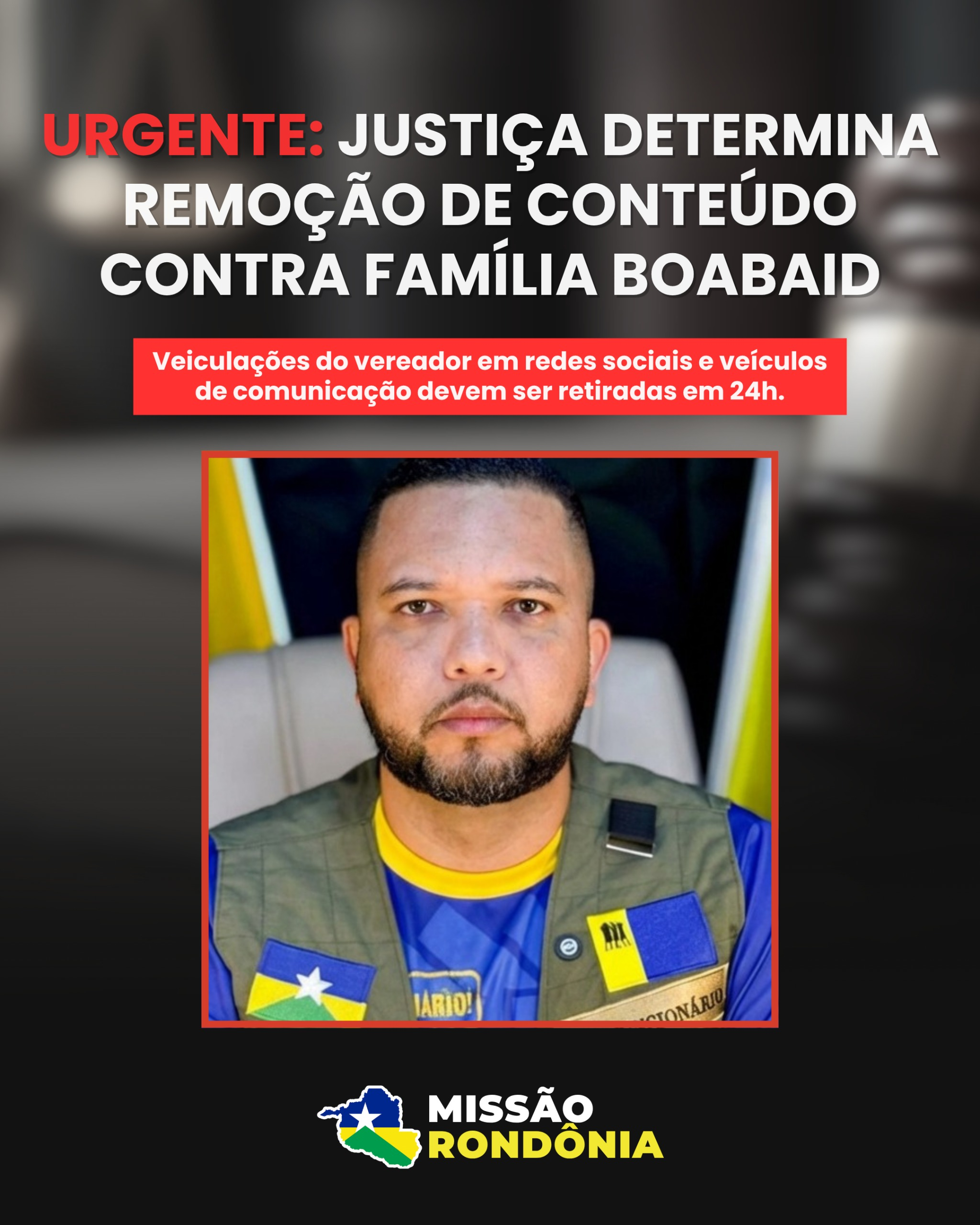 Justiça de Rondônia determina remoção imediata de conteúdos publicados por vereador contra o casal Boabaid